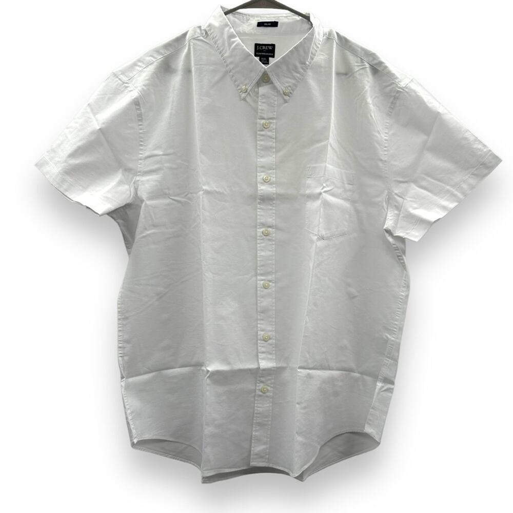 J. Crew Factory White Slim Short Sleeve Flex Performance Washed Shirt Sz XXL NEW
